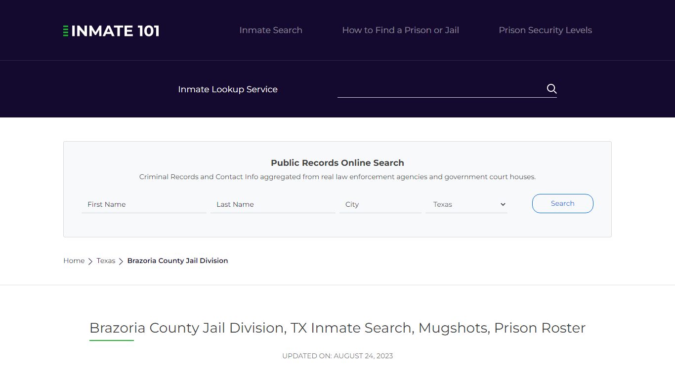 Brazoria County Jail Division, TX Inmate Search, Mugshots, Prison ...