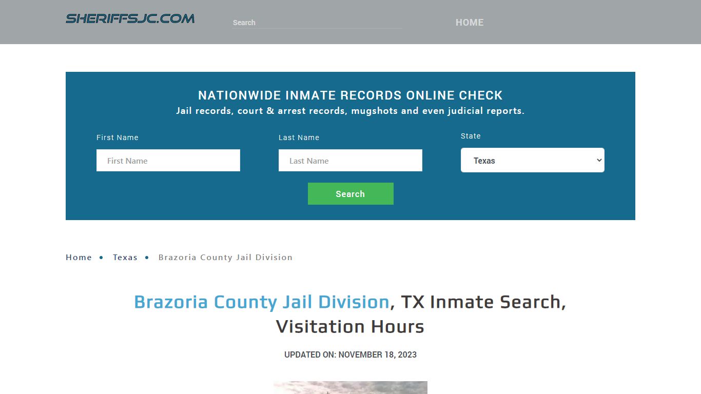 Brazoria County Jail Division, TX Inmate Search, Visitation Hours